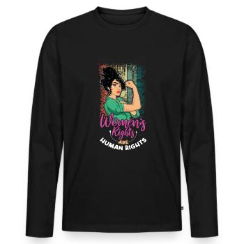 Retro Droits humains Droit féministe Femmes Égalité - T-shirt manches longues Premium bio Homme - noir - Devant - Nico (187cm)