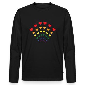Liebesherz Regenbogen LGBTQ Gay Pride LGBT Pride - Männer Premium Bio Langarmshirt - Schwarz - Vorne - Nico (187cm)