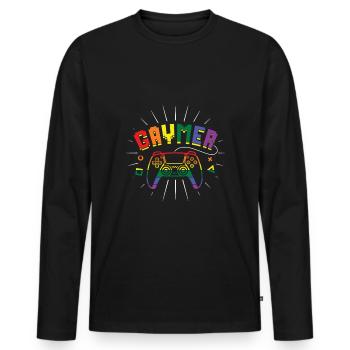 Gay Gamer Spiel Regenbogen Gay Pride LGBT Pride Monat - Männer Premium Bio Langarmshirt - Schwarz - Vorne - Nico (187cm)
