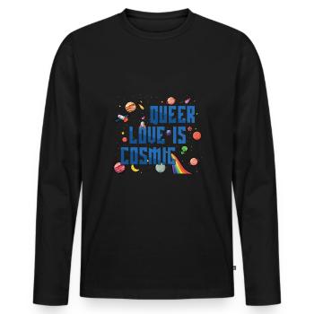 Planètes Queer Cosmic Gay Pride LGBT Pride Mois de la fierté LGBT - T-shirt manches longues Premium bio Homme - noir - Devant - Nico (187cm)