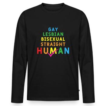 Tout le monde humain Arc-en-ciel Gay Pride LGBT Pride Mois de la fierté LGBT - T-shirt manches longues Premium bio Homme - noir - Devant - Nico (187cm)