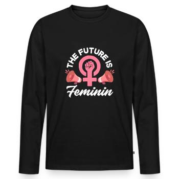 Feminismus Feministin - Männer Premium Bio Langarmshirt - Schwarz - Vorne - Nico (187cm)