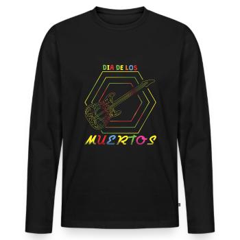 Mexican Guitar Muertos Day Of Dead Halloween - Men's Premium Organic Long Sleeve Shirt - black - Front - Nico (187cm)