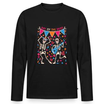 Tanzender Muertos Tag der Toten Halloween - Männer Premium Bio Langarmshirt - Schwarz - Vorne - Nico (187cm)