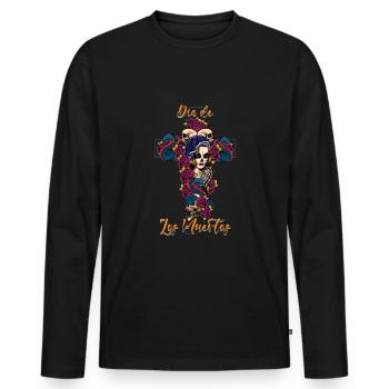 La Calavera Catrina Dia De Los Muertos Day Of Dead - Men's Premium Organic Long Sleeve Shirt - black - Front - Nico (187cm)