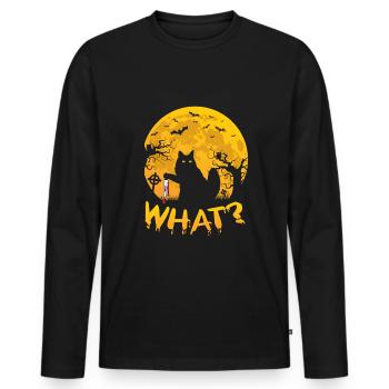 Quel chat effrayant effrayant Halloween - T-shirt manches longues Premium bio Homme - noir - Devant - Nico (187cm)