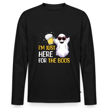 Funny Ghost Beer Lover Lazy Creepy Halloween - Men's Premium Organic Long Sleeve Shirt - black - Front - Nico (187cm)
