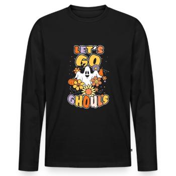 Retro Vintage Ghost Hippie Creepy Halloween - T-shirt manches longues Premium bio Homme - noir - Devant - Nico (187cm)