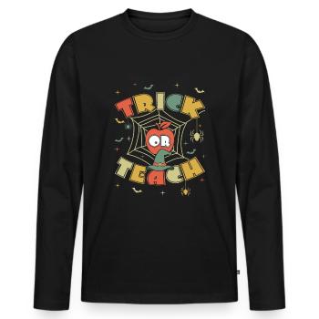 Pour les enseignants Groovy Halloween Retro Vintage Hippie - T-shirt manches longues Premium bio Homme - noir - Devant - Nico (187cm)