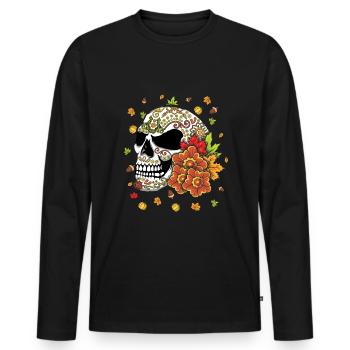 Herbststimmung Herbstkürbis-Muertos Tag der Toten - Männer Premium Bio Langarmshirt - Schwarz - Vorne - Nico (187cm)