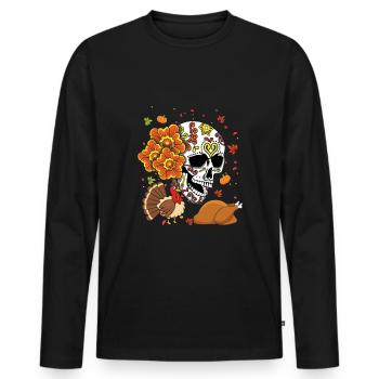 Turkey Autumn Fall Muertos Day Of Dead - Men's Premium Organic Long Sleeve Shirt - black - Front - Nico (187cm)