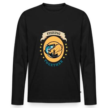 Fishing together - Men's Premium Organic Long Sleeve Shirt - black - Front - Nico (187cm)