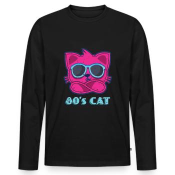 80s Cat Carnival 80 Retro Party Year 1980 - Men's Premium Organic Long Sleeve Shirt - black - Front - Nico (187cm)