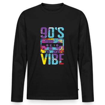 Love 90s Carnival 90 Retro Party Year 1990 Tie Dye - Men's Premium Organic Long Sleeve Shirt - black - Front - Nico (187cm)