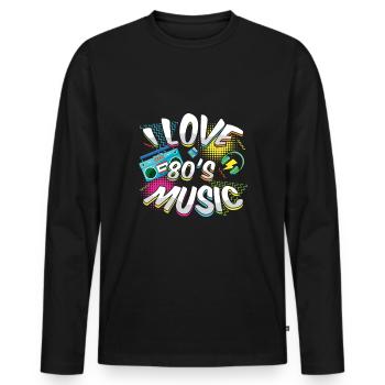 Music 80s Carnival 80s Retro Party Year 1980 - Men's Premium Organic Long Sleeve Shirt - black - Front - Nico (187cm)