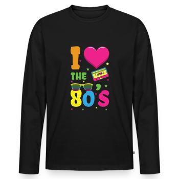 Love 80s Carnival 80s Retro Party 1980 - Men's Premium Organic Long Sleeve Shirt - black - Front - Nico (187cm)