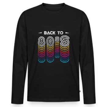 Back 80s Carnival 80s Retro Party 1980 - Men's Premium Organic Long Sleeve Shirt - black - Front - Nico (187cm)