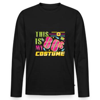 My 80s Costume Carnival 80s Retro Party 1980 - Men's Premium Organic Long Sleeve Shirt - black - Front - Nico (187cm)