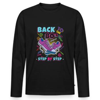Back To The 80s Carnival 80s Retro Party 1980 - Men's Premium Organic Long Sleeve Shirt - black - Front - Nico (187cm)