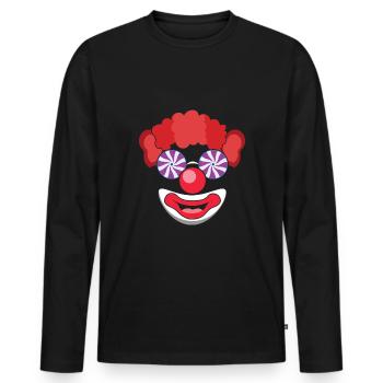Party Karneval Lustiges Clownsgesicht Narrenzirkus - Männer Premium Bio Langarmshirt - Schwarz - Vorne - Nico (187cm)