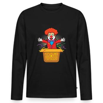 Carnival Clown Jester Circus Cute Hello - Men's Premium Organic Long Sleeve Shirt - black - Front - Nico (187cm)