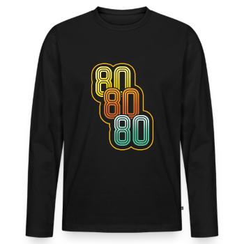 Vintage Love 80s Carnival 80s Retro Party 1980 - Men's Premium Organic Long Sleeve Shirt - black - Front - Nico (187cm)