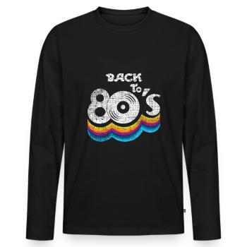 Zurück zu: 80er Karneval 80er Jahre Retro Party 1980 - Männer Premium Bio Langarmshirt - Schwarz - Vorne - Nico (187cm)