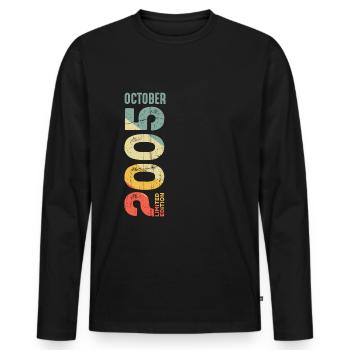 Retro October 2005 Year 2005 Retro Vintage 2005 - Men's Premium Organic Long Sleeve Shirt - black - Front - Nico (187cm)