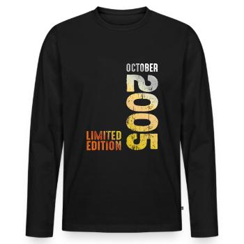 Since 2005 October Year 2005 Retro Vintage 2005 - Männer Premium Bio Langarmshirt - Schwarz - Vorne - Nico (187cm)