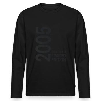 On October 2005 Year 2005 Retro Vintage 2005 - Men's Premium Organic Long Sleeve Shirt - black - Front - Nico (187cm)