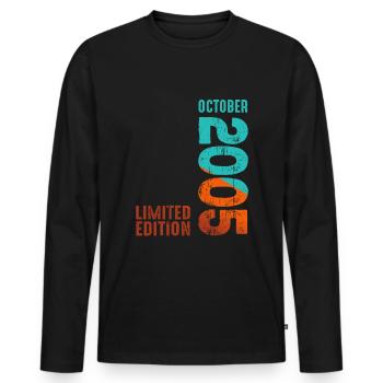 Since October 2005 Year 2005 Retro Edition - Männer Premium Bio Langarmshirt - Schwarz - Vorne - Nico (187cm)
