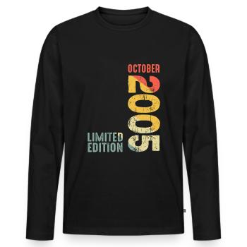 Since October 2005 Year 2005 Retro Vintage 2005 - Men's Premium Organic Long Sleeve Shirt - black - Front - Nico (187cm)
