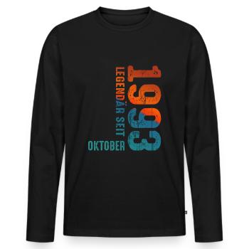 Since Oktober 1993 Year 1993 Retro Vintage 1993 - Männer Premium Bio Langarmshirt - Schwarz - Vorne - Nico (187cm)