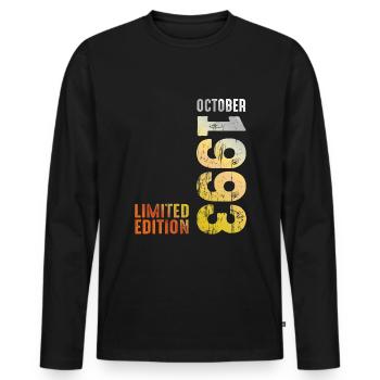 Since 1993 October Year 1993 Retro Vintage 1993 - Männer Premium Bio Langarmshirt - Schwarz - Vorne - Nico (187cm)
