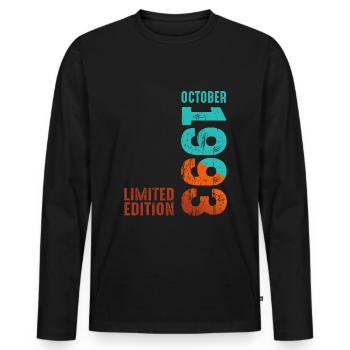 Since October 1993 Year 1993 Retro Edition - Männer Premium Bio Langarmshirt - Schwarz - Vorne - Nico (187cm)