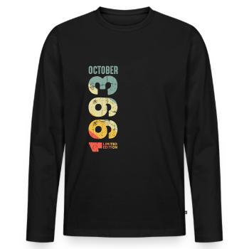 Retro October 1993 Year 1993 Retro Vintage 1993 - Männer Premium Bio Langarmshirt - Schwarz - Vorne - Nico (187cm)