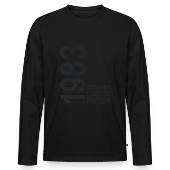 On octobre 1983 Année 1983 Rétro Millésime 1983 - T-shirt manches longues Premium bio Homme - noir - Devant - Nico (187cm)