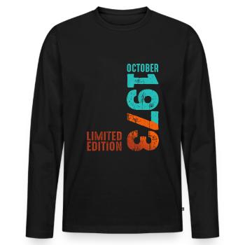 Since October 1973 Year 1973 Retro Edition - Männer Premium Bio Langarmshirt - Schwarz - Vorne - Nico (187cm)