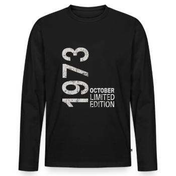 Depuis 1973 Année 1973 Rétro Millésime Octobre 1973 - T-shirt manches longues Premium bio Homme - noir - Devant - Nico (187cm)