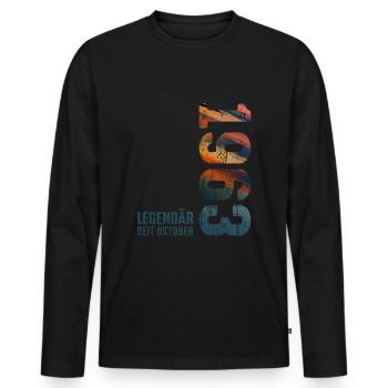 Since October 1963 Year 1963 Retro Vintage 1963 - Männer Premium Bio Langarmshirt - Schwarz - Vorne - Nico (187cm)