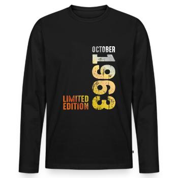 Since 1963 October Year 1963 Retro Vintage 1963 - Men's Premium Organic Long Sleeve Shirt - black - Front - Nico (187cm)