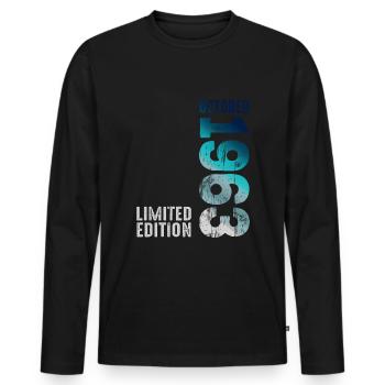Cool Aesthetic 1963 Since 1963 October 1963 - Männer Premium Bio Langarmshirt - Schwarz - Vorne - Nico (187cm)