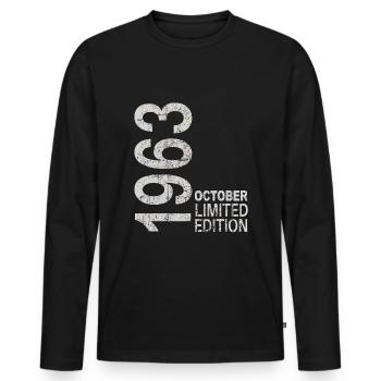 Since 1963 Year 1963 Retro Vintage October 1963 - Men's Premium Organic Long Sleeve Shirt - black - Front - Nico (187cm)