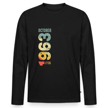 Retro October 1963 Year 1963 Retro Vintage 1963 - Men's Premium Organic Long Sleeve Shirt - black - Front - Nico (187cm)