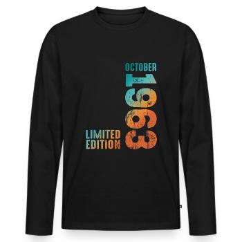 Retro Since October 1963 Retro Vintage 1963 - Männer Premium Bio Langarmshirt - Schwarz - Vorne - Nico (187cm)