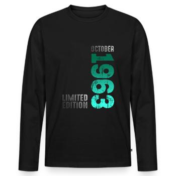 Year 1963 Month October 1963 Retro Vintage 1963 - Men's Premium Organic Long Sleeve Shirt - black - Front - Nico (187cm)