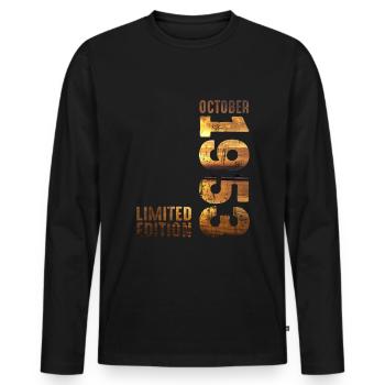 Since 1953 Year 1953 Retro Vintage 1953 October - Men's Premium Organic Long Sleeve Shirt - black - Front - Nico (187cm)