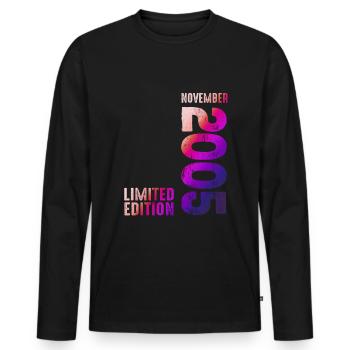 November 2005 Vintage Aesthetic 2005 Since 2005 - Männer Premium Bio Langarmshirt - Schwarz - Vorne - Nico (187cm)