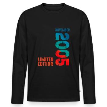 Since November 2005 Year 2005 Retro Vintage 2005 - Men's Premium Organic Long Sleeve Shirt - black - Front - Nico (187cm)