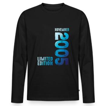 Year 2005 On November 2005 Retro Vintage 2005 - Men's Premium Organic Long Sleeve Shirt - black - Front - Nico (187cm)
